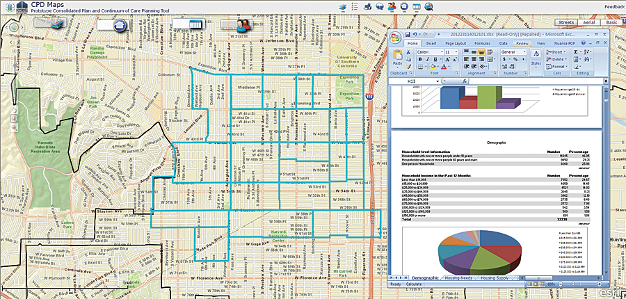 Users locate areas of need and access demographic data within the mapping environment.