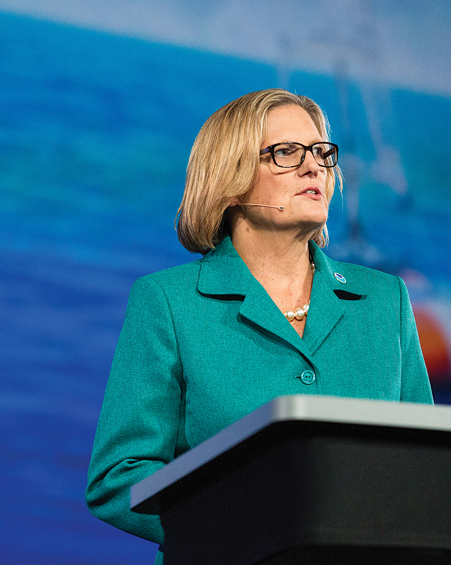 Former astronaut and the new National Oceanic and Atmospheric Administration (NOAA) administrator Kathryn D. Sullivan took center stage at the Plenary Session.