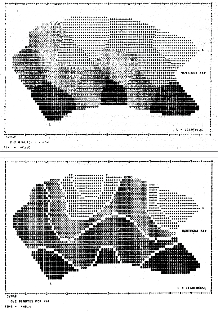 Figure 1. SYMAP Conformant map (top) and Contour map.