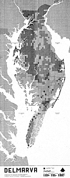 Figure 4A (top) and 4B. Data was combined using quantitatively weighted indexes to evaluate relative attractiveness for vegetable (top) and grain agriculture. (Courtesy of C. Steinitz.) Figure 4A (top) and 4B. Data was combined using quantitatively weighted indexes to evaluate relative attractiveness for vegetable (top) and grain agriculture. (Courtesy of C. Steinitz.)