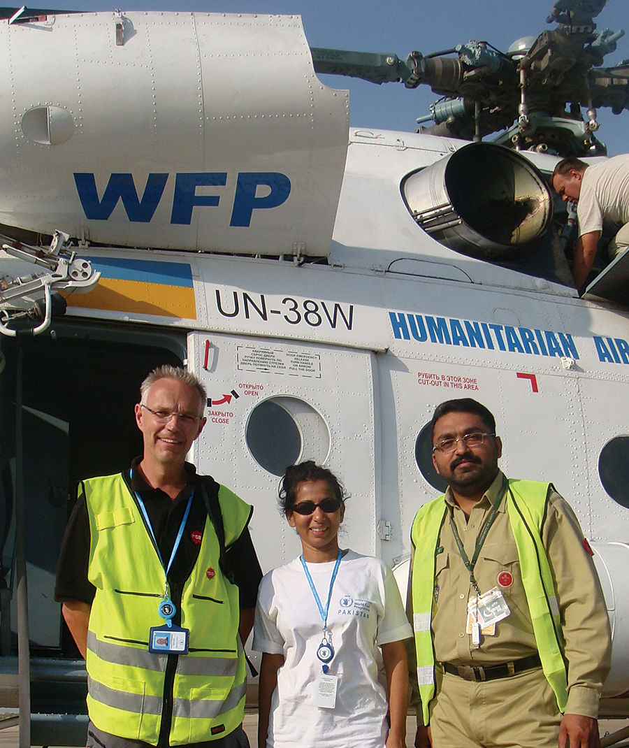 When floods ravaged Pakistan in 2010, Senadheera and colleagues flew in a United Nations Humanitarian Air Service helicopter hovering low over hard-hit Sindh province to drop food to hungry people.