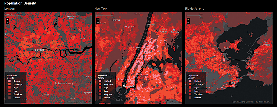 Small area boundaries allow meaningful comparisons of population density from city to city.