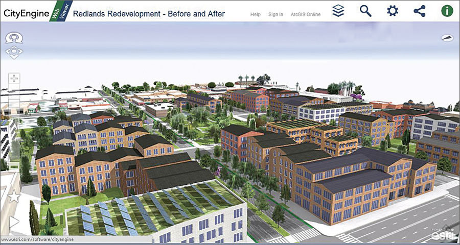 Web scenes provide 3D side-by-side views and fly-throughs of city models via WebGL browsers.