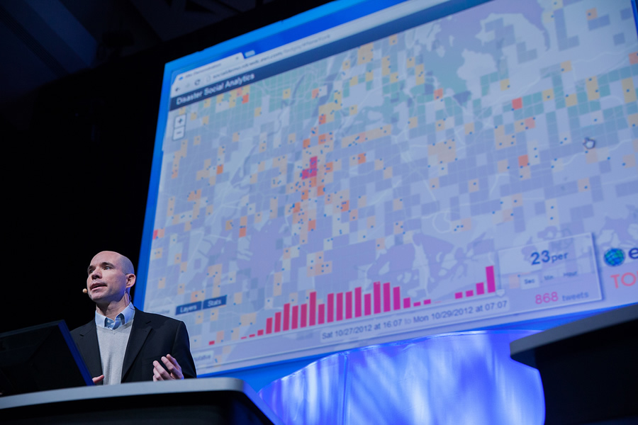 Gorman uses Esri's new ArcGIS GeoEvent Processor for Server to gain real-time insight into social media.