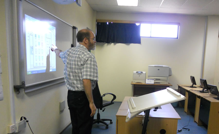 Bob Kolvoord taught GIS concepts for one week to students and teachers at the college.