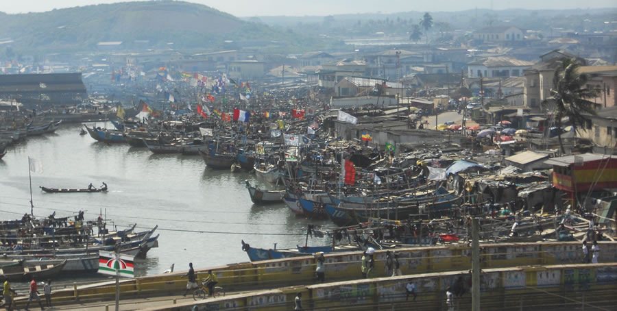 Fishing is a major industry in Elmina.