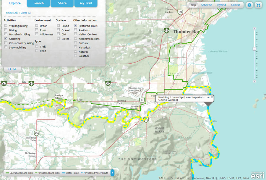 Canoeists can follow this water route south of Thunder Bay, Ontario. Canoeists can follow this water route south of Thunder Bay, Ontario.