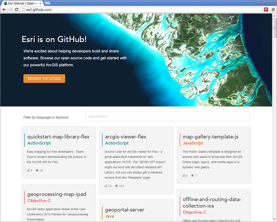 Obtain tools, samples, and web applications at the Esri GitHub site. Obtain tools, samples, and web applications at the Esri GitHub site.