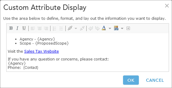 Custom pop up windows were created using ArcGIS Online. Custom pop up windows were created using ArcGIS Online.