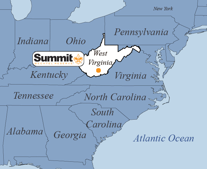 Summit Bechtel Reserve is located in the Appalachian Mountains. Summit Bechtel Reserve is located in the Appalachian Mountains.