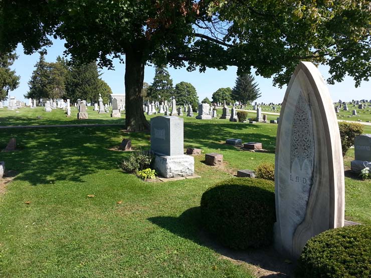 This oval-shaped gravestone was one of several unique headstones in East Side Cemetery that was mapped. Photo by Troy Maggied.