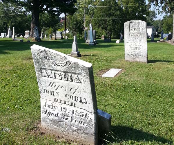 This tombstone, dated 1856, is one of the oldest in the cemetery. Photo by Troy Maggied.