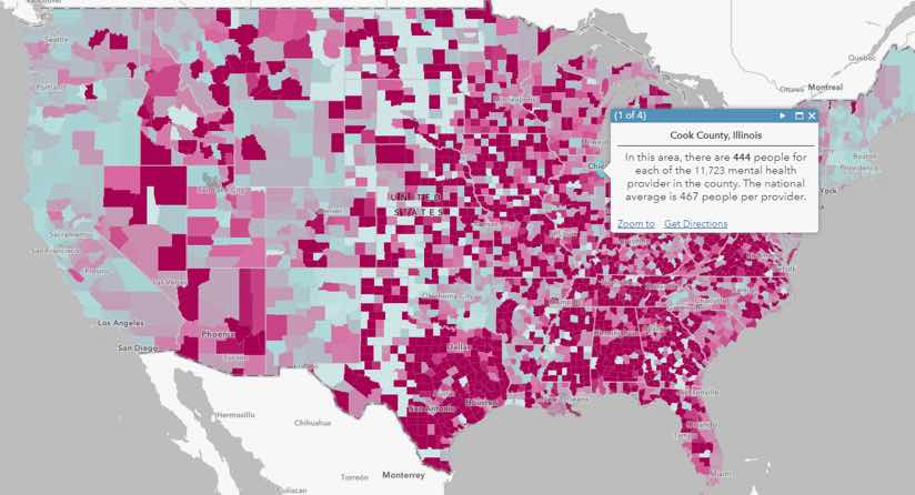 mental health access map