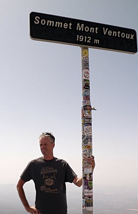 Alfred Drenth, GIS specialist wore his Esri T-shirt to the south of France to go camping