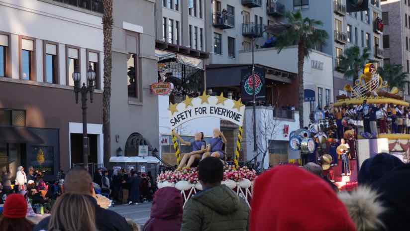 parade float with 'safety for all' theme