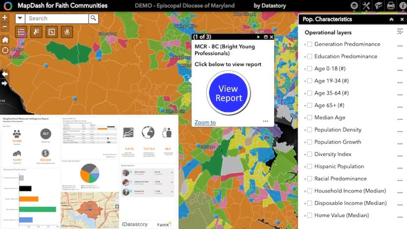 Faith-based demographics on a smart map