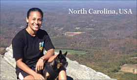 Gwen Ford, transportation GIS analyst enjoys the view from the top of Moore Knob