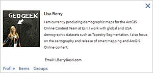 Lisa Berry produces maps for the ArcGIS online content team at Esri