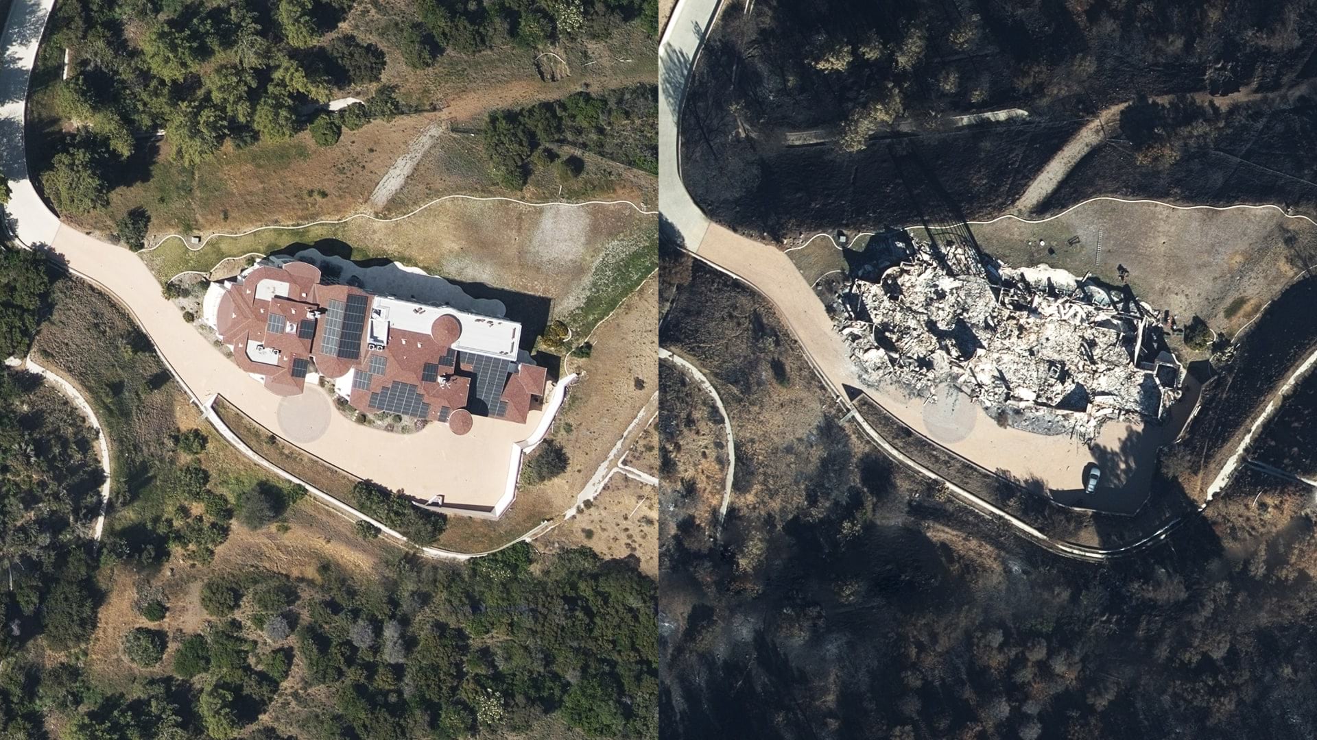 before after shot of wildfire