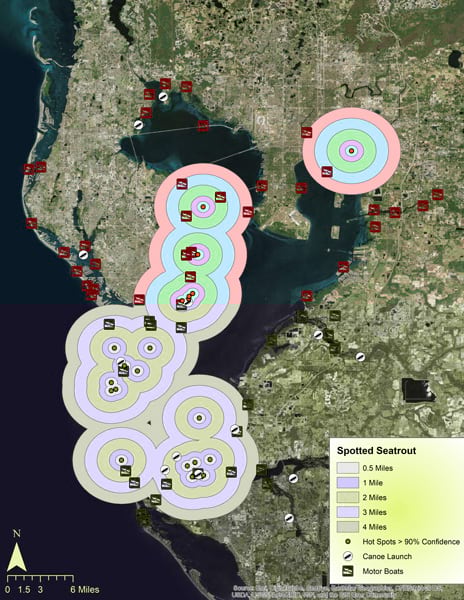 A map of fishing hot spots in Tampa Bay, FL A map of fishing hot spots in Tampa Bay, FL