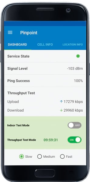 The Pinpoint dashboard screen on a mobile device The Pinpoint dashboard screen on a mobile device