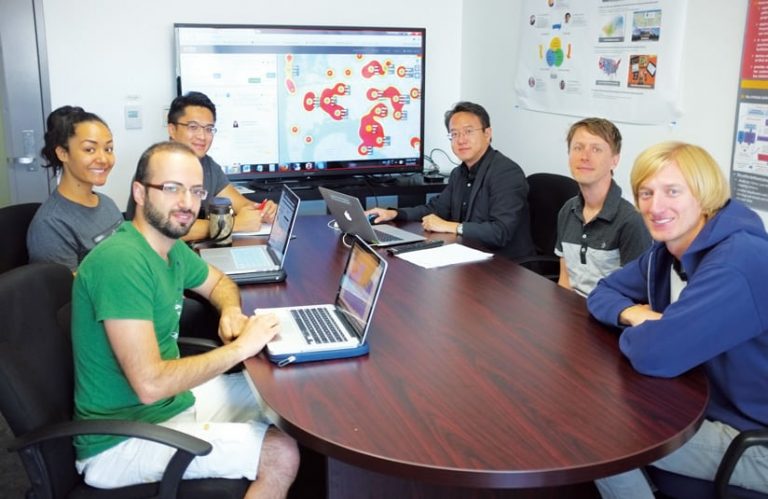 HDMA faculty and students sitting around a table