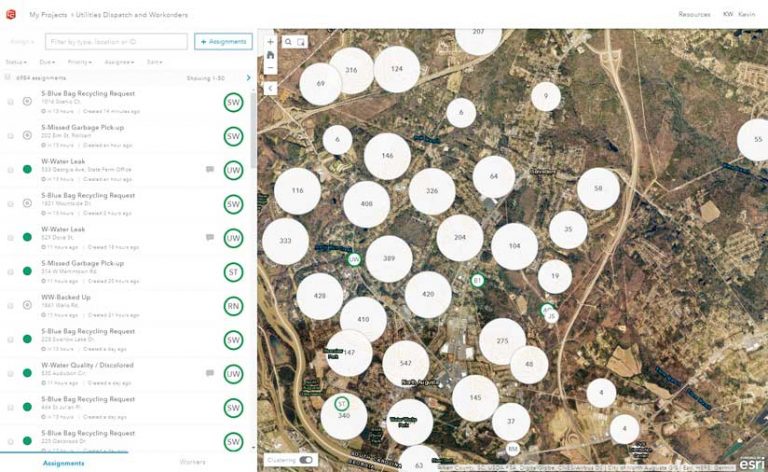 The Workforce for ArcGIS screen the dispatcher uses