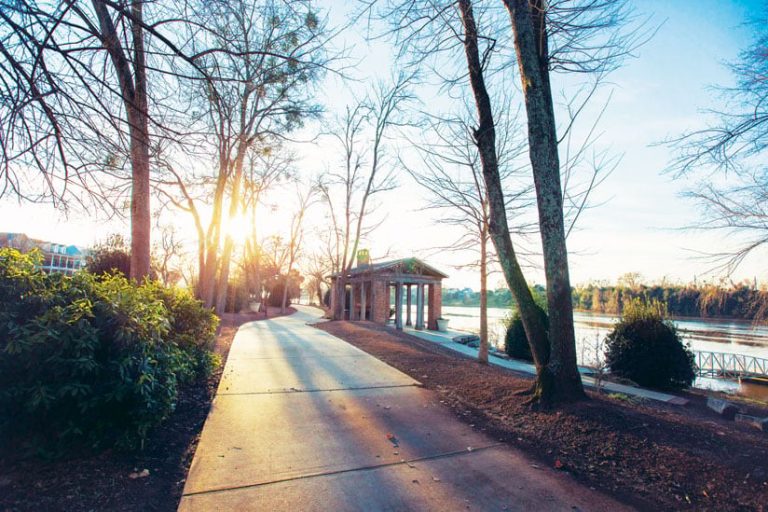 A walkway along the river in North Augusta, CA