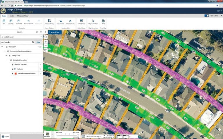 A screenshot of a map showing setback information A screenshot of a map showing setback information