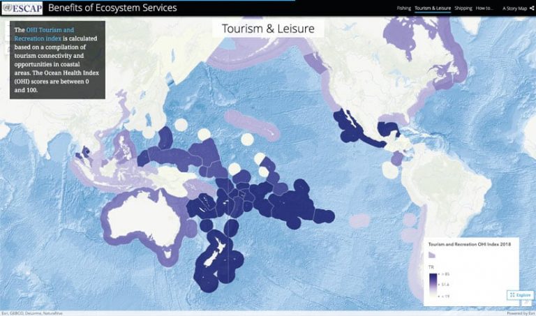 A story map showing tourism and leisure in the Pacific Ocean