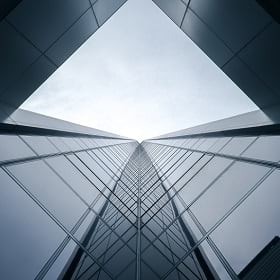 An office building with a view of the sky