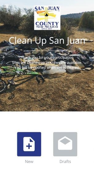 A screenshot of the Clean Up San Juan app user interface