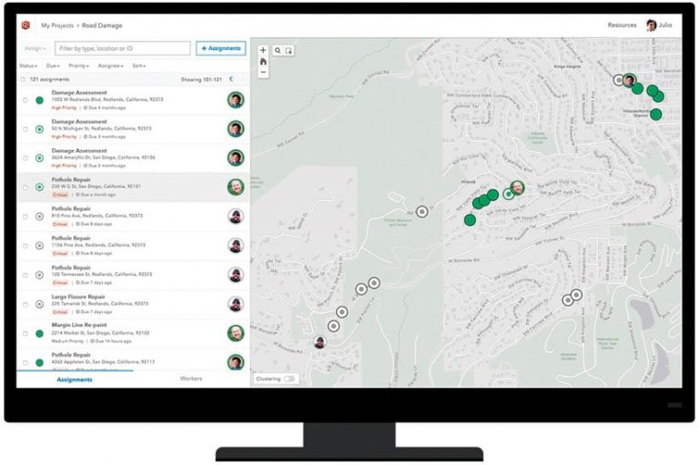 A desktop computing showing a screenshot of the Workforce for ArcGIS web app