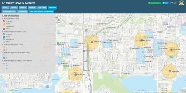 A story map showing a map with auto theft predictions A story map showing a map with auto theft predictions