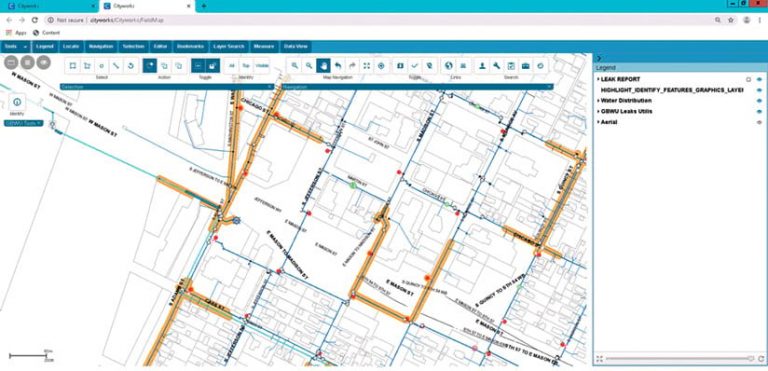 A screenshot of a map with certain streets highlighted in orange A screenshot of a map with certain streets highlighted in orange