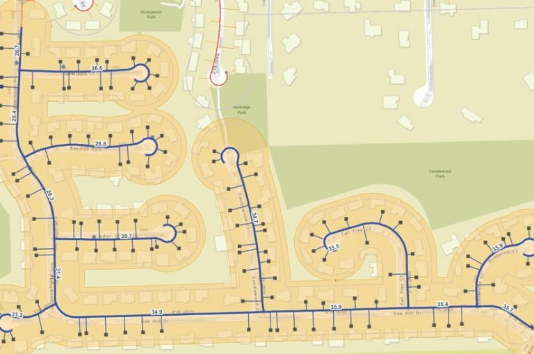 A map of a neighborhood’s utility assets