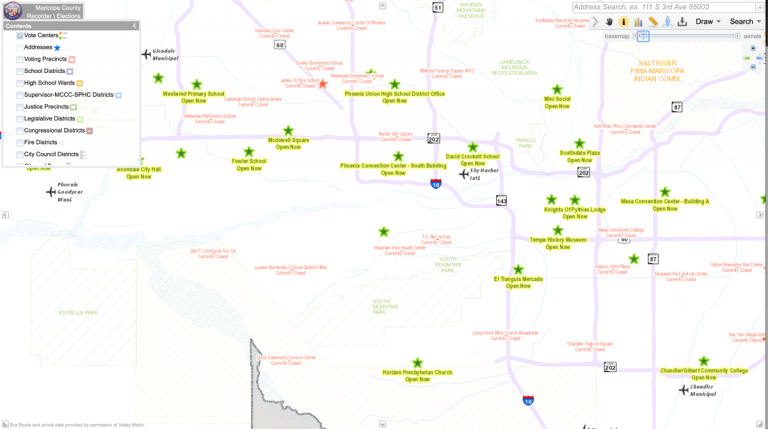 Map of Maricopa County polling places