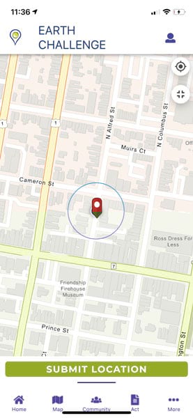 Screenshot of an Earth challenge map with a location pin Screenshot of an Earth challenge map with a location pin