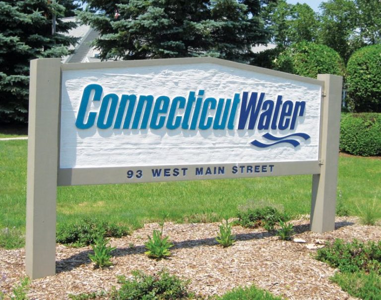 Wood sign outdoors with the words Connecticut Water