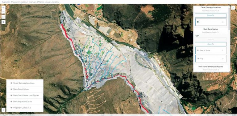 Overview map of canal damage locations shown in red