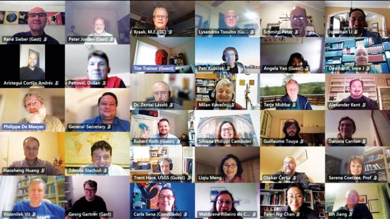 Screenshot of the ICA commission chairs smiling during their virtual meeting Screenshot of the ICA commission chairs smiling during their virtual meeting