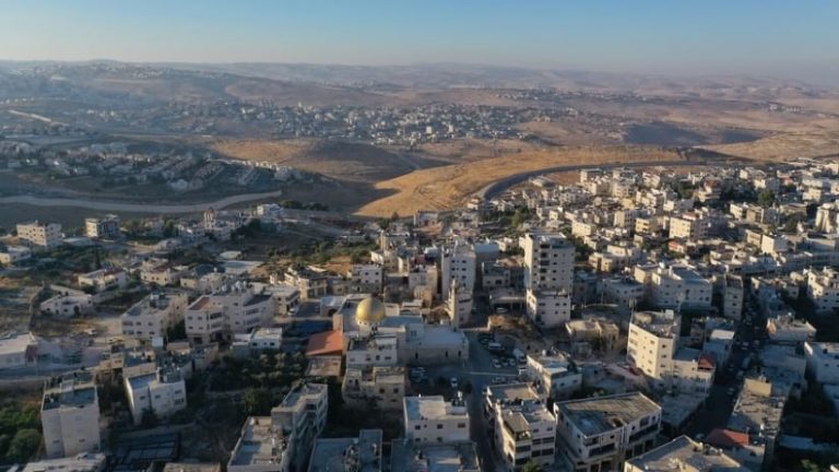 Aerial view over Anata Refugee Camp, East Jerusalem, Israel