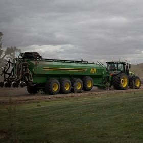 An applicator truck at an Iowa Select Farms hog farm