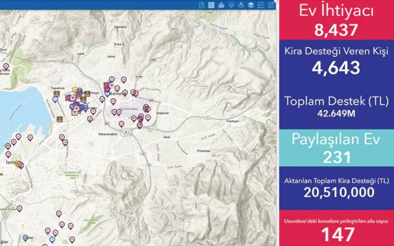 A map with a dashboard