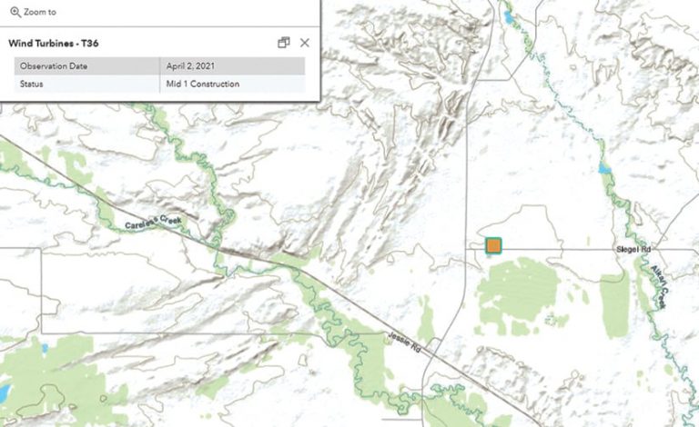 A map of wind turbines