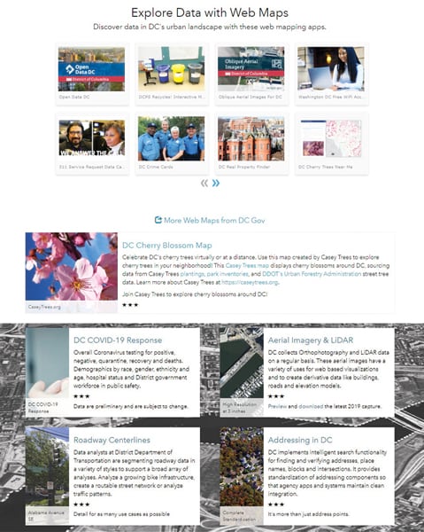 The City of Washington, DC’s ArcGIS Hub site The City of Washington, DC’s ArcGIS Hub site