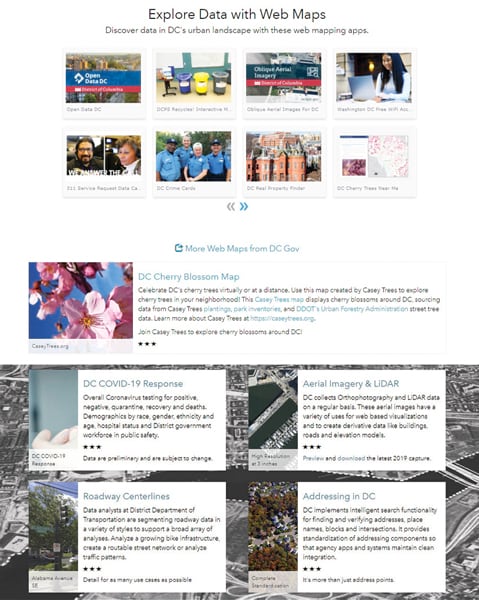 The City of Washington, DC’s ArcGIS Hub site