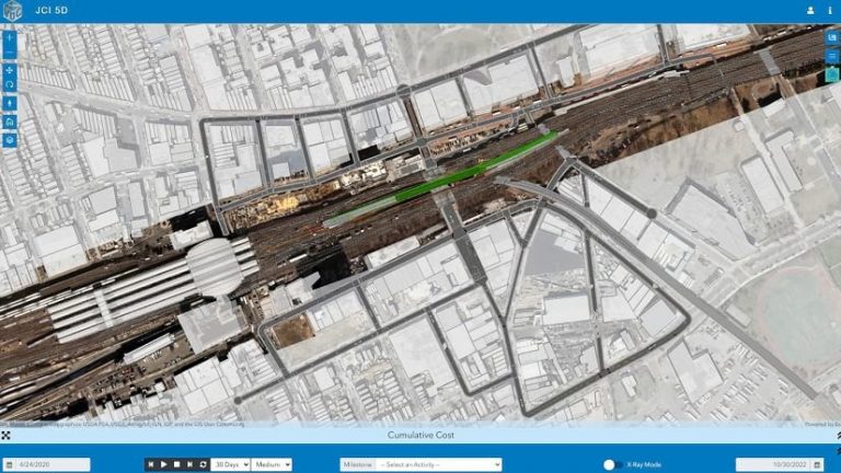 A GIS-based overhead view of a rail project aids the design process