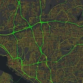 A map showing transportation routes A map showing transportation routes