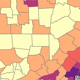 Anonymous customer data viewed on a GIS map